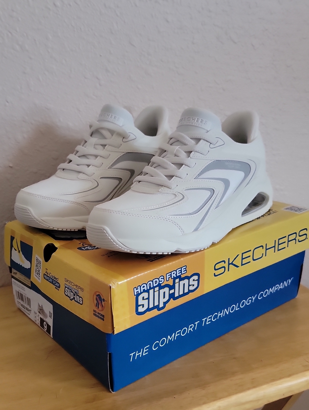 Skechers White Light Gray Slip-ins Walking Casual Sporty Sneakers Shoes Slip-on - Picture 3 of 8